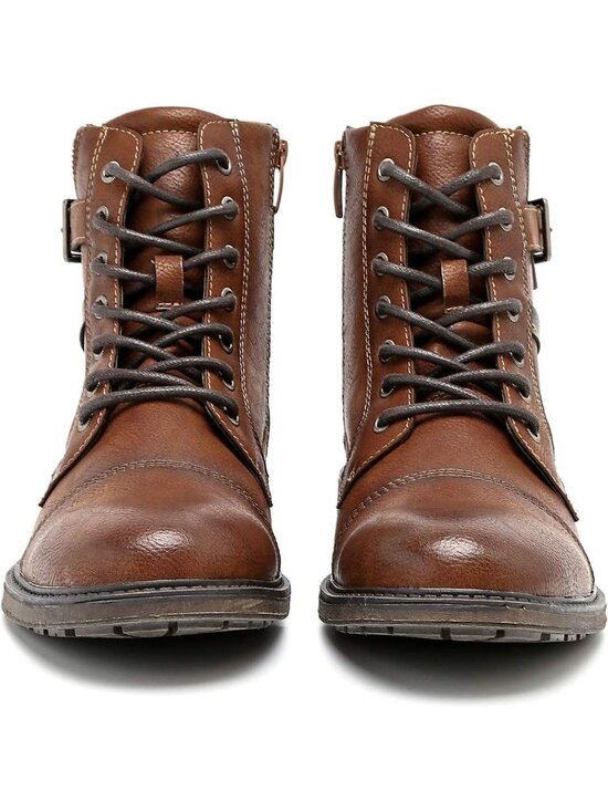 Men\'s Brown Oxford Boots Buckle Casual Men Boots Lace-Up Side Zipper main image 5